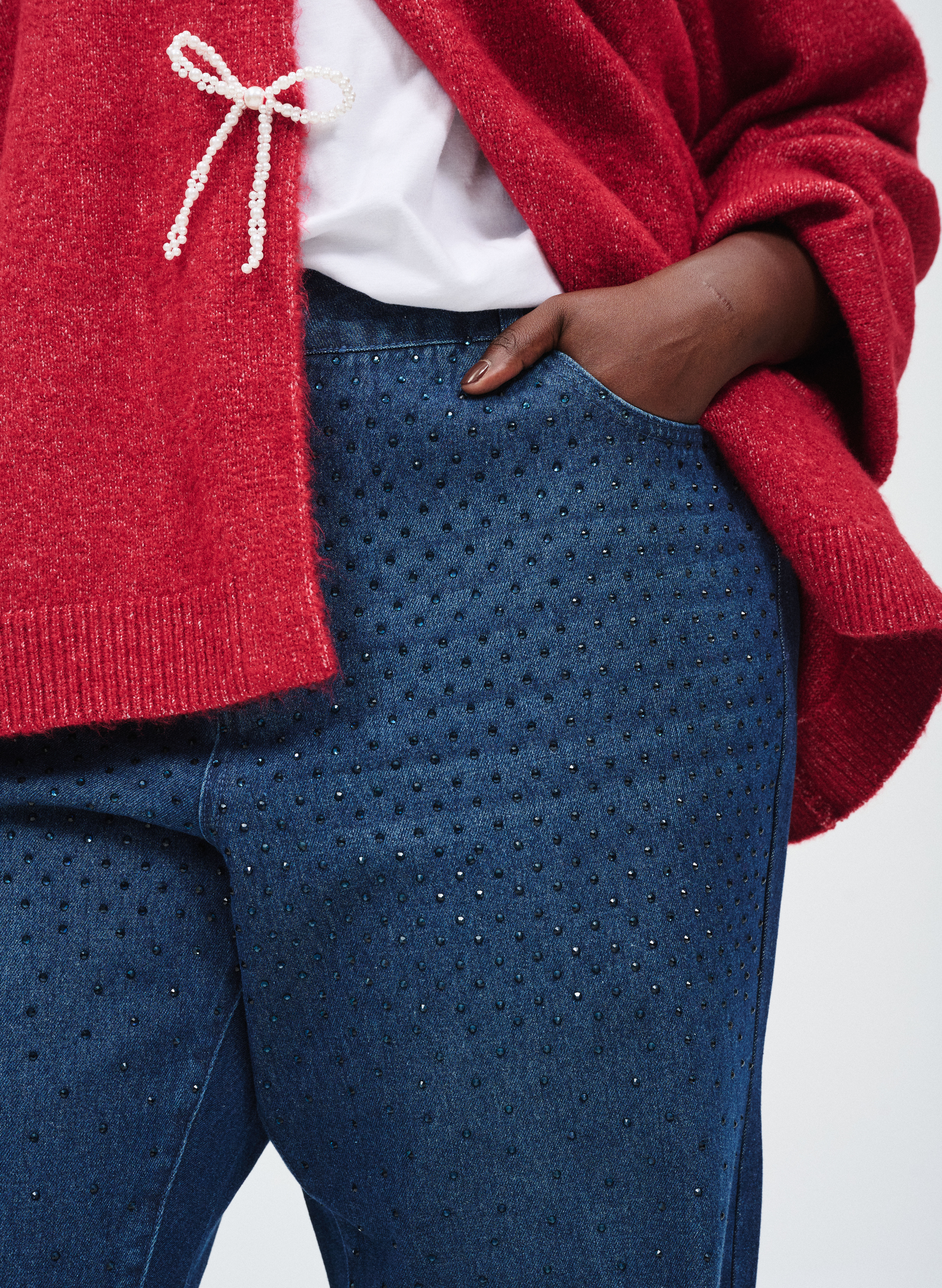 Zizzi Cardigan avec n&oelig;ud perl&eacute;, , Model