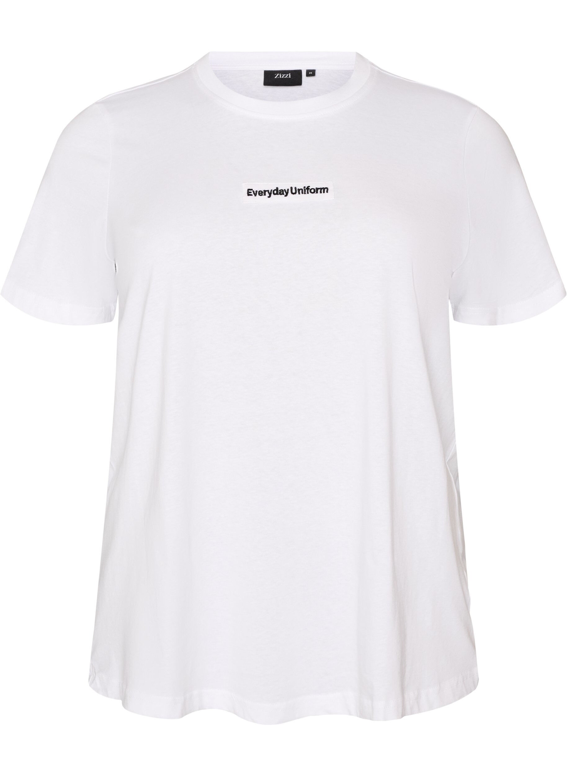 ZizziT-shirt en coton avec badge texte, Blanc, Packshot image number 0