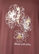 T-shirt en coton avec imprim&eacute; sur le devant et col en V, Rose poudr&eacute;e, Packshot image number 2