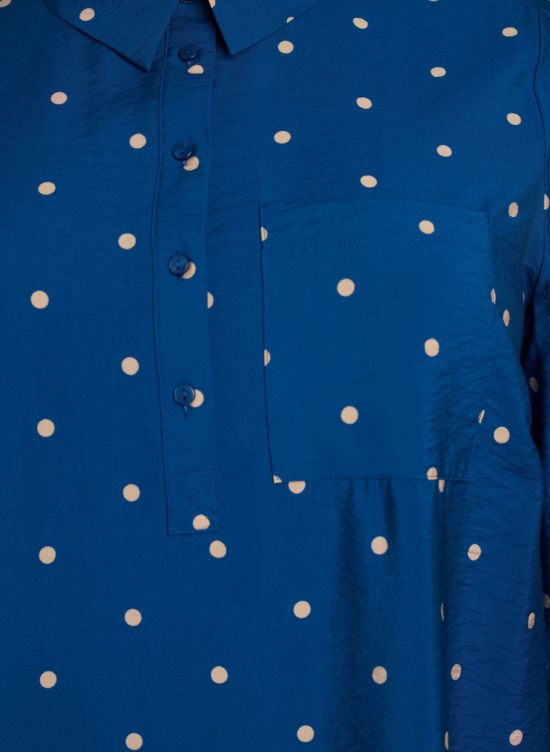 Zizzi Robe courte avec col et poche poitrine, Bleu, Packshot image number 2