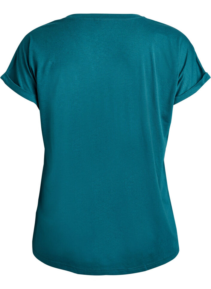 T-shirt &agrave; manches courtes en coton m&eacute;lang&eacute;, Vert fonc&eacute;, Packshot image number 1