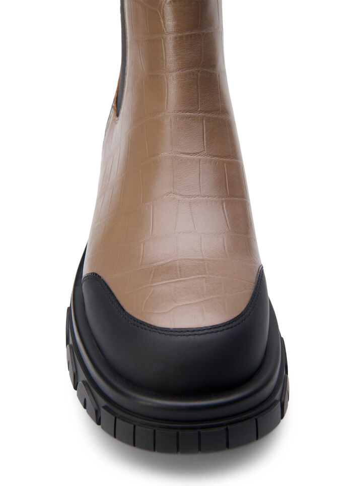 Large - Bottine Chelsea croco en cuir, Pine Bark, Packshot image number 2
