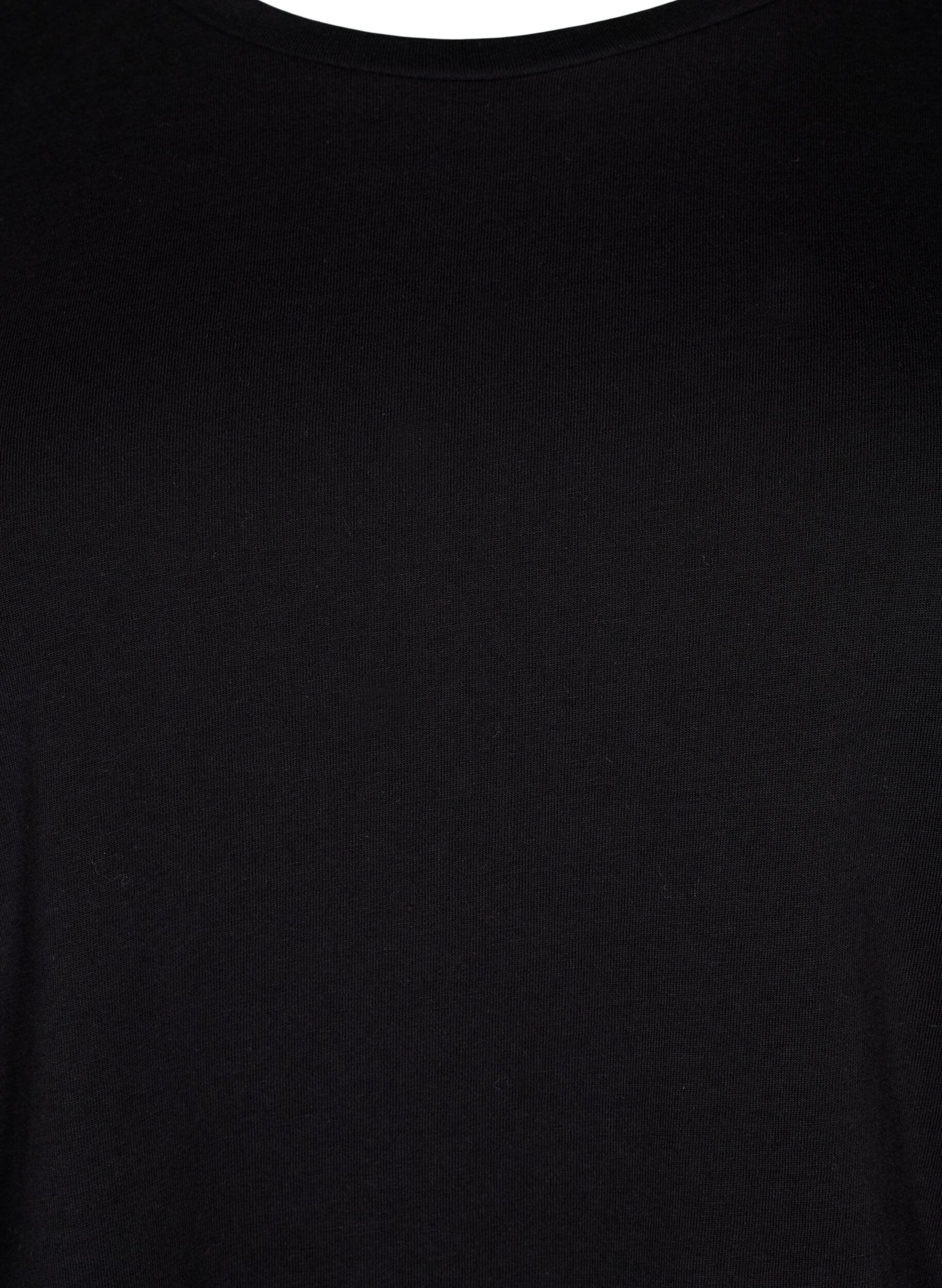 Zizzi T-shirt en coton avec manches 2/4, Black, Packshot image number 2