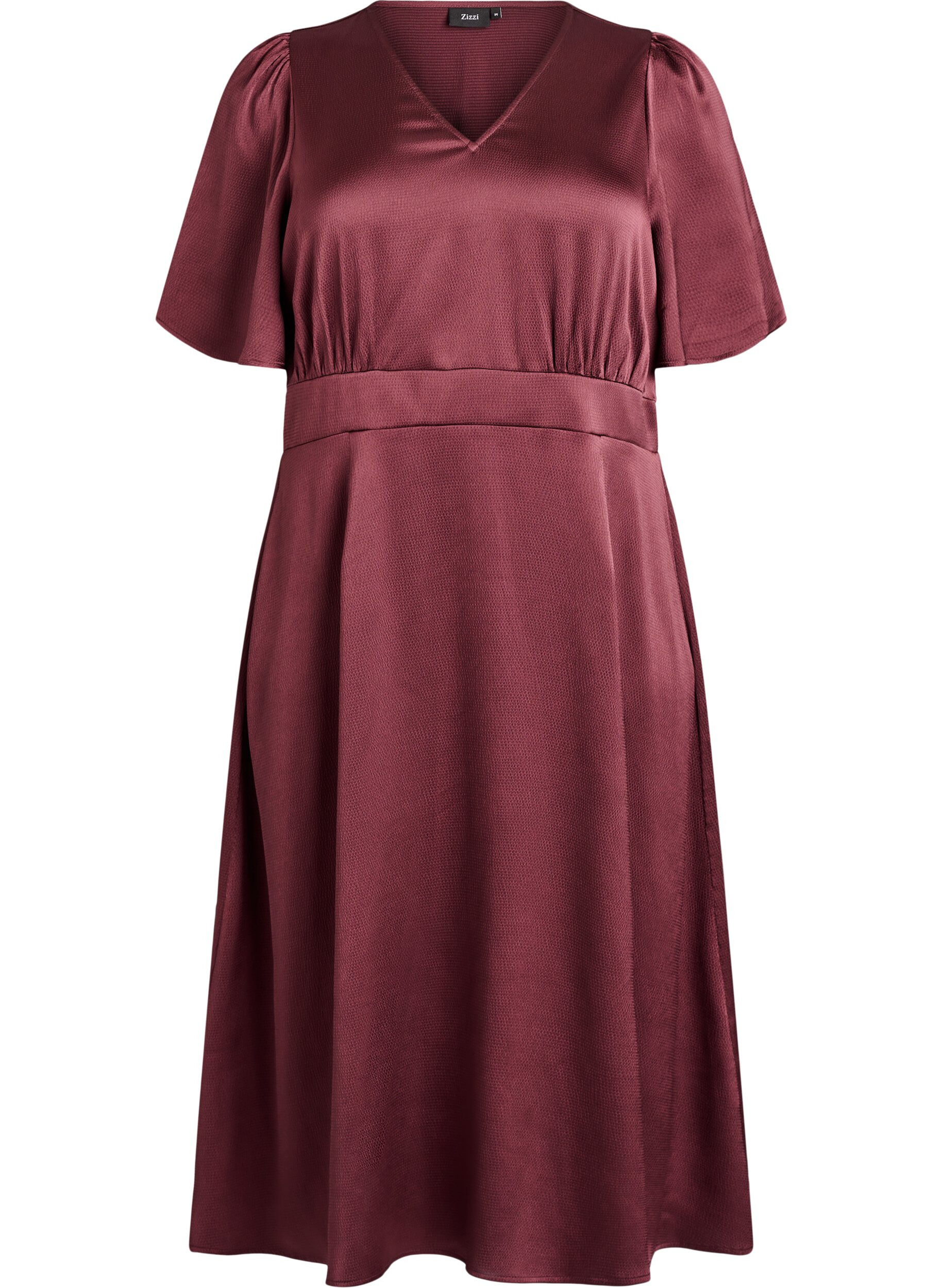ZizziRobe de soir&eacute;e mi-longue &agrave; taille empire, Bordeaux fonc&eacute;, Packshot image number 0