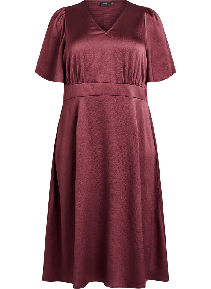 Robe de soir&eacute;e mi-longue &agrave; taille empire, Bordeaux fonc&eacute;, Packshot image number 0
