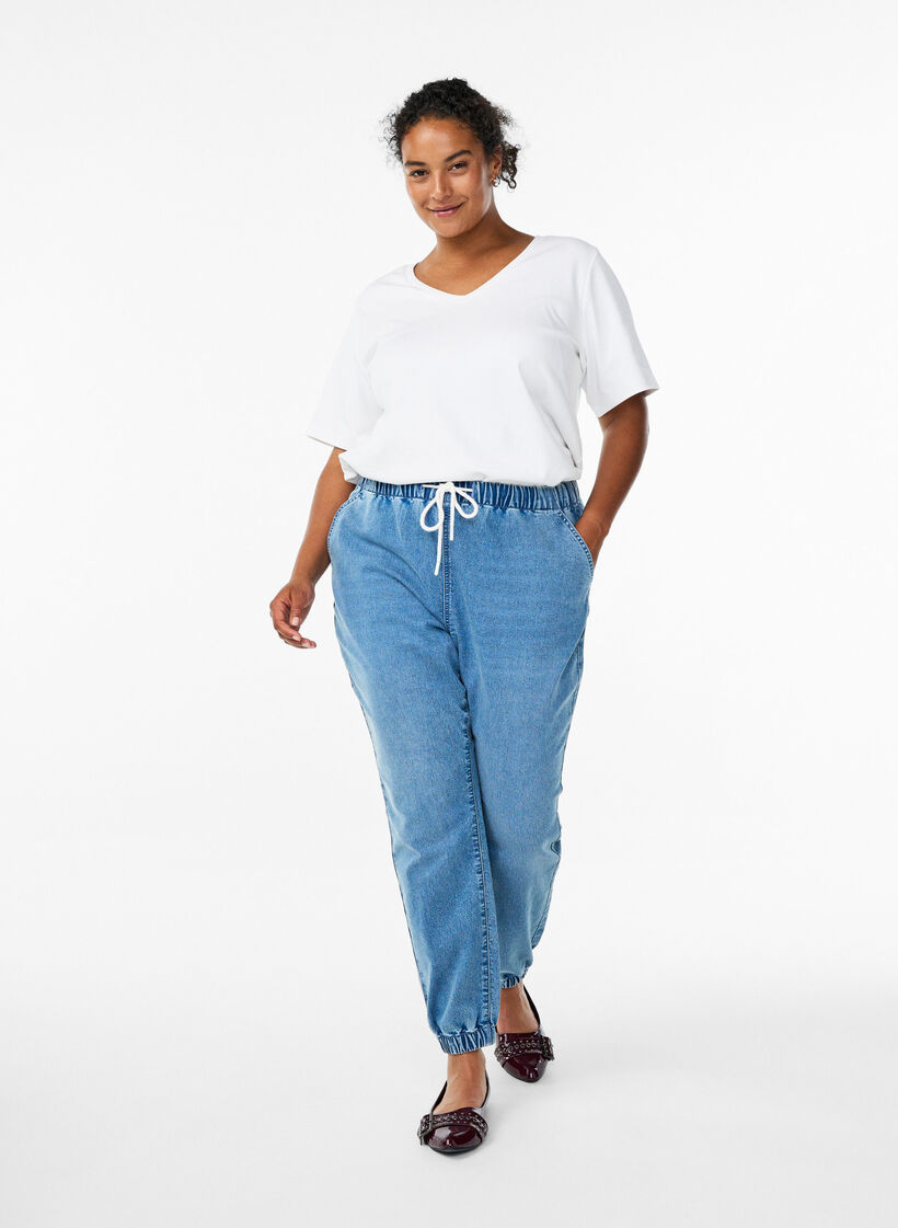 Pantalon de jogging en denim avec des poches, Bleu Clair, Model image number 1