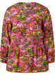 Blouse en viscose à imprimé floral et à smocks, Neon Flower Print, Packshot image number 0
