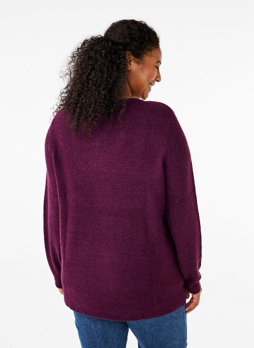 Pull mélangé à col rond, Potent Purple Mel., Model image number 1