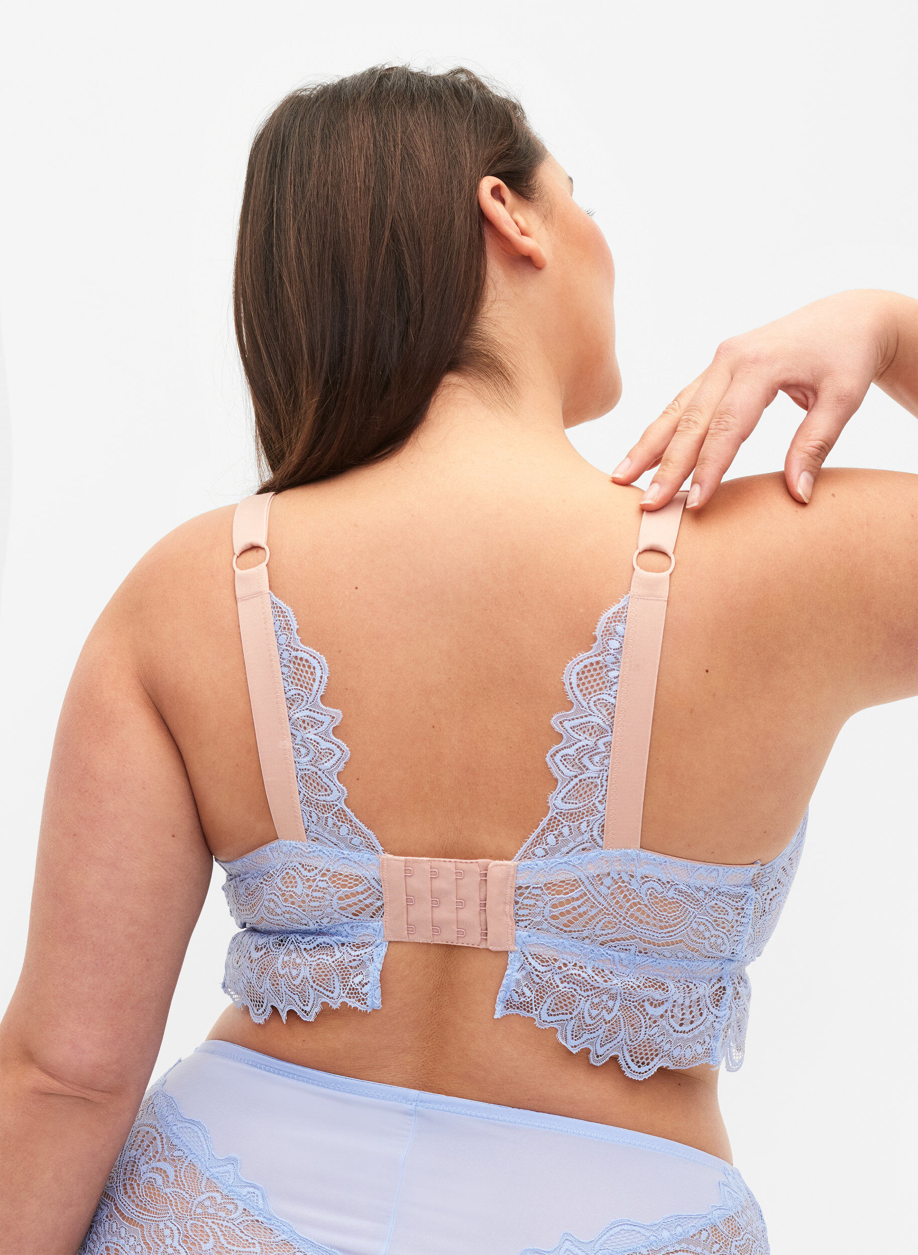 Zizzi Bralette avec dentelle et rembourrage doux, Serenity, Model image number 1