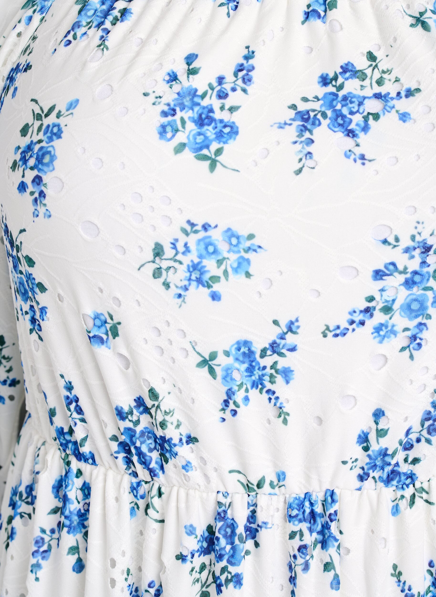 Zizzi Robe longueur cheville &agrave; imprim&eacute; floral et broderie &agrave; &oelig;illets, Blanc, Packshot image number 2