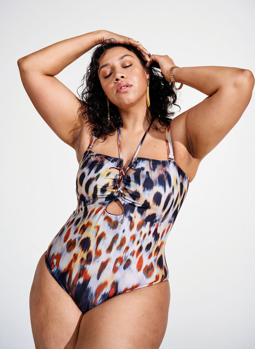 Maillot de bain imprimé avec bretelles amovibles, Abstract Leopard, Image image number 0
