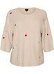 Chemisier en jersey avec des c&oelig;urs et manches 3/4, Beige, Packshot image number 0