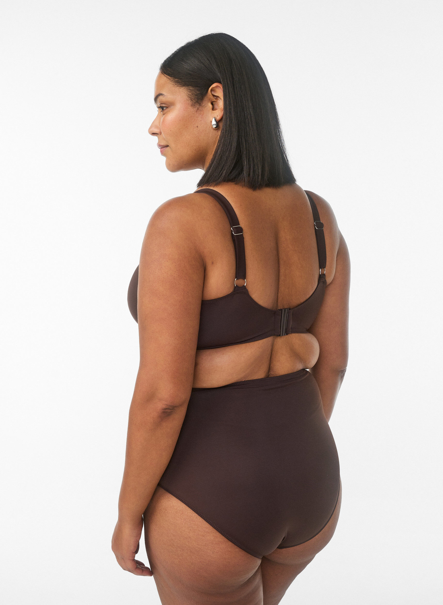 Zizzi Bas de bikini &agrave; taille haute, Marron, Model image number 1