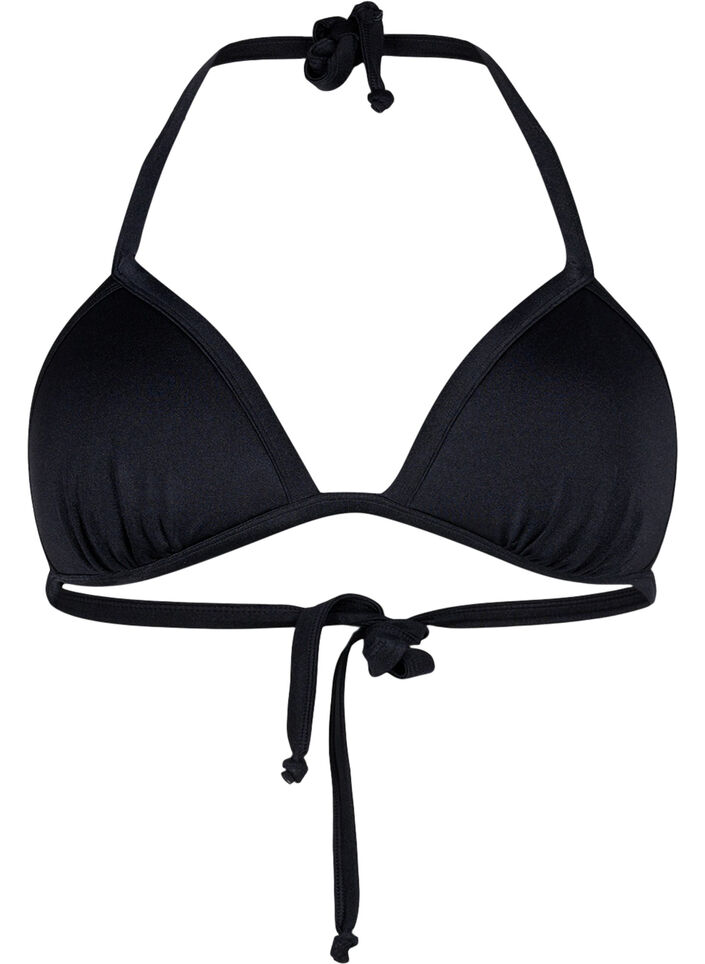 Soutien-gorge de bikini triangle solide, Noir, Packshot image number 0