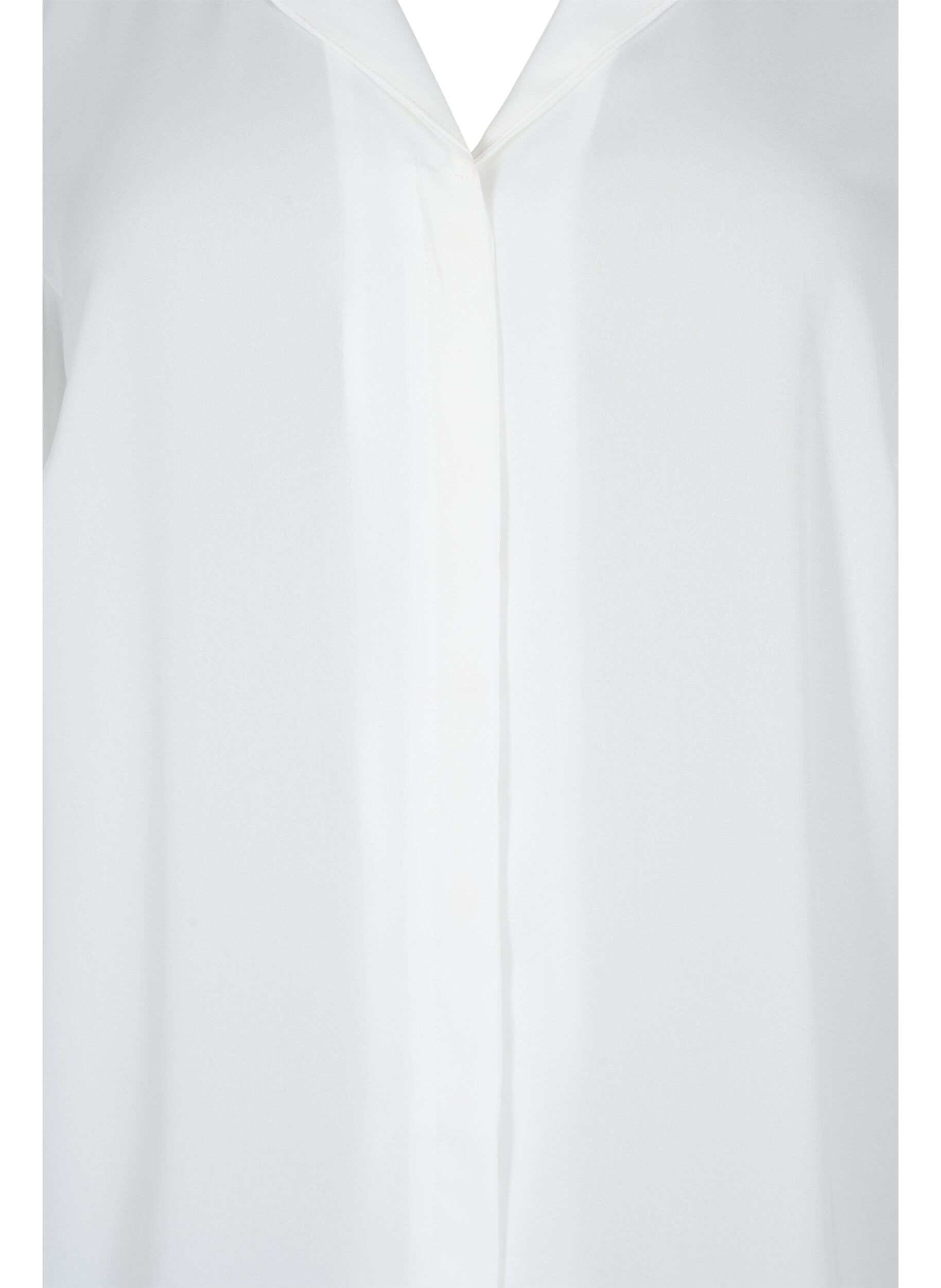 Zizzi Chemise de couleur unie avec col en V, Bright White, Packshot image number 2