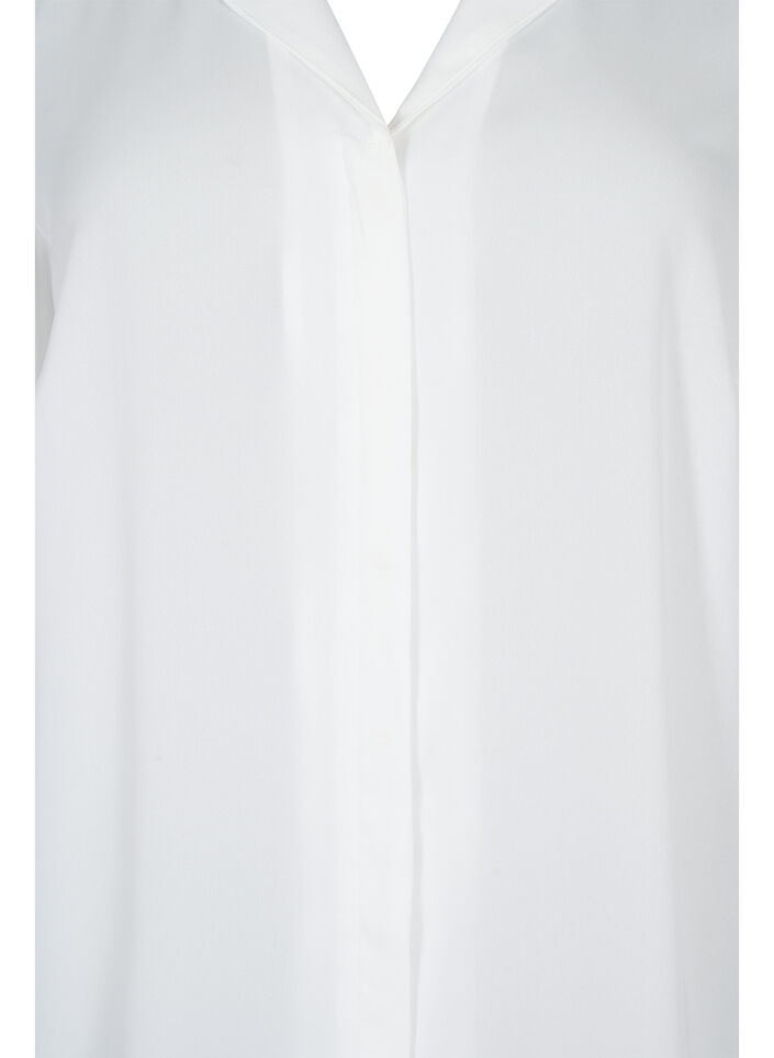 Chemise de couleur unie avec col en V, Bright White, Packshot image number 2