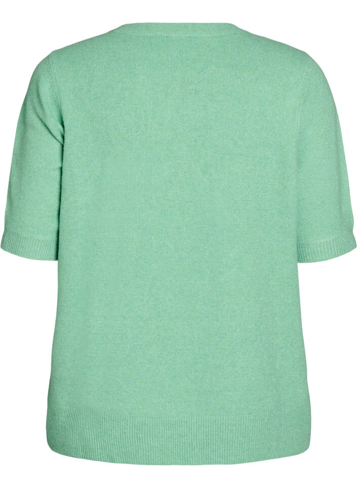 Blouse en maille avec manches courtes, Vert clair, Packshot image number 1