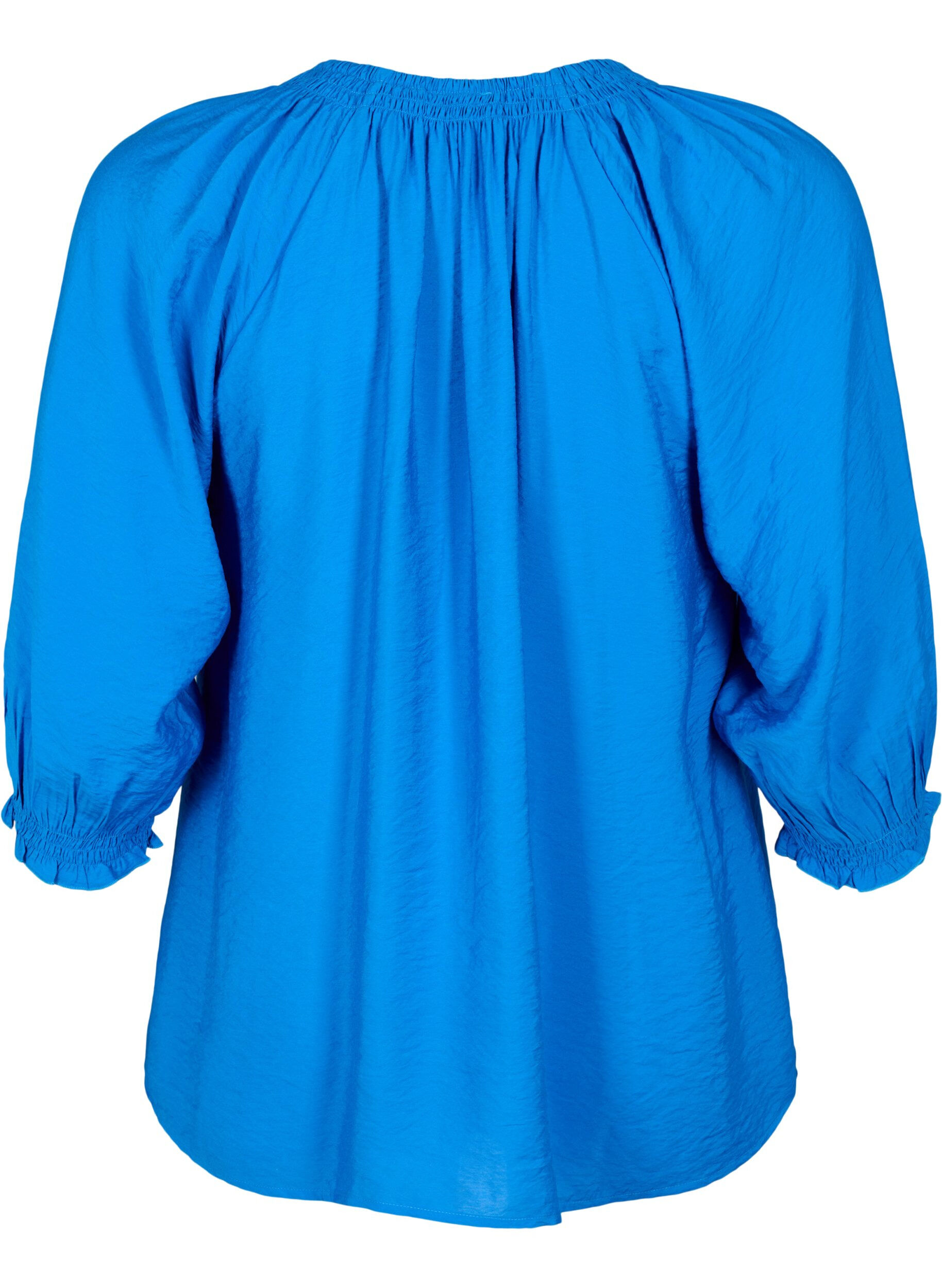 Zizzi Blouse en viscose en forme de A avec des manches 3/4., Strong Blue, Packshot image number 1