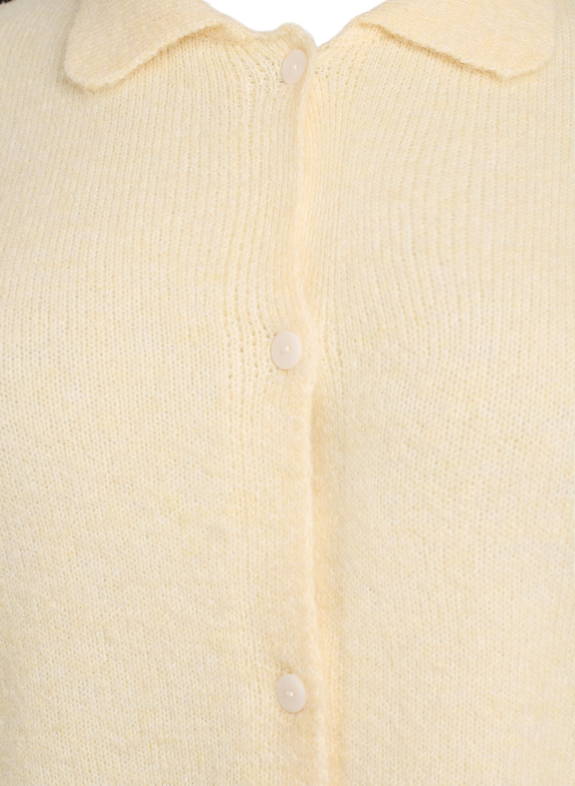 Zizzi Cardigan en maille avec col et boutons, Jaune clair, Packshot image number 2
