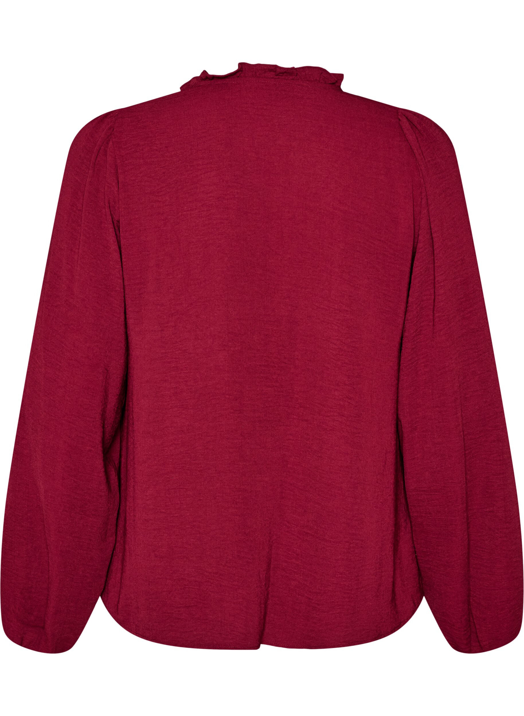 ZizziBlouse avec col en V et bande en crochet, Rouge, Packshot image number 1