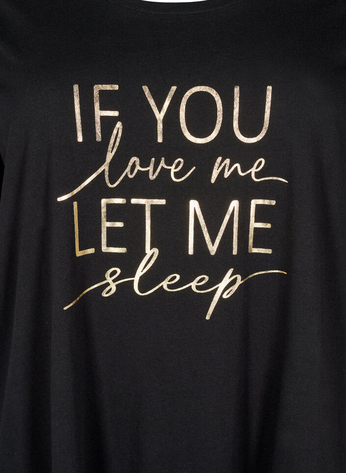 Chemise de nuit à manches courtes en coton biologique, Noir, Packshot image number 2