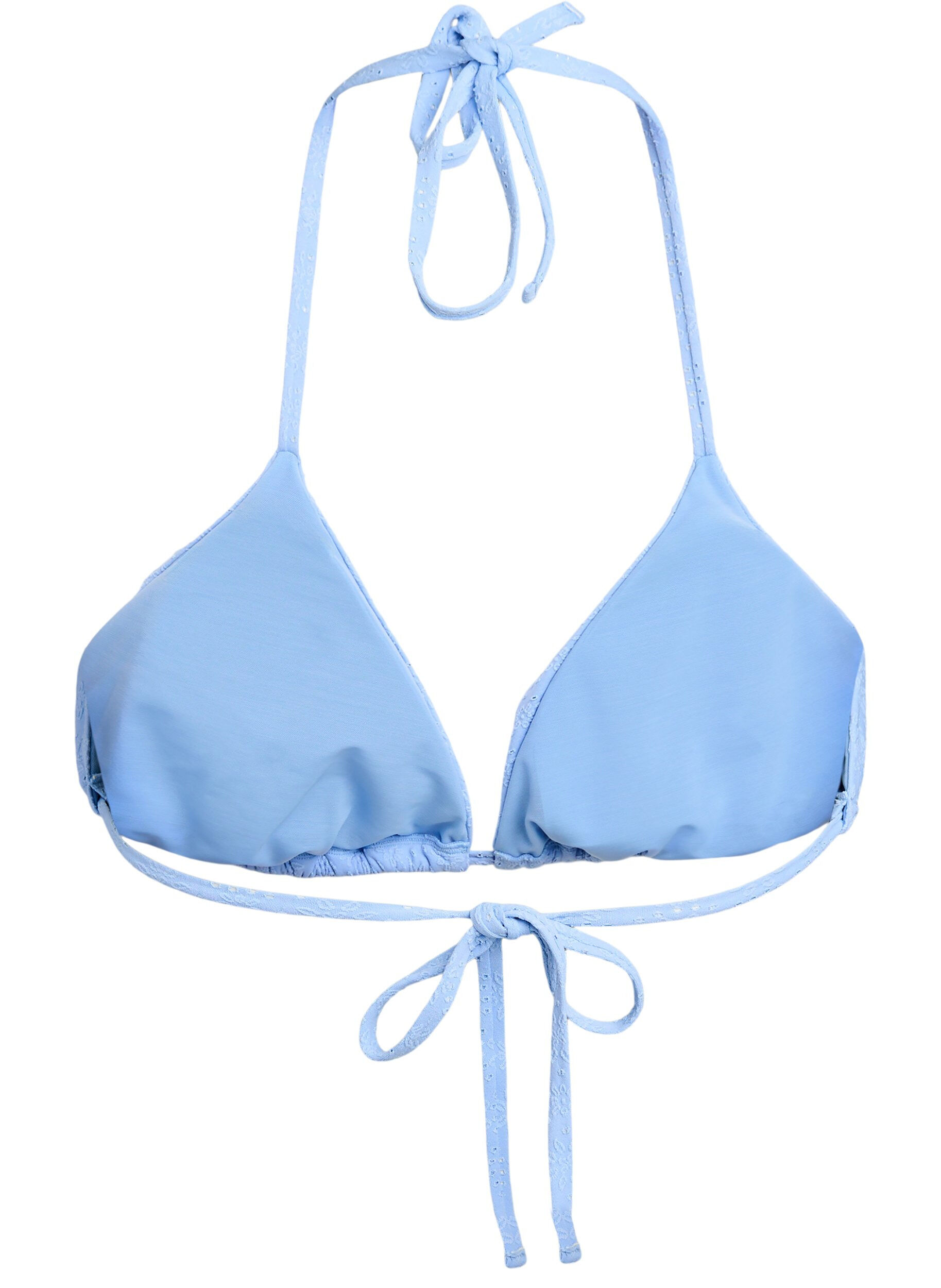 Zizzi Haut de bikini triangle avec motif textur&eacute;, Bleu, Packshot image number 1