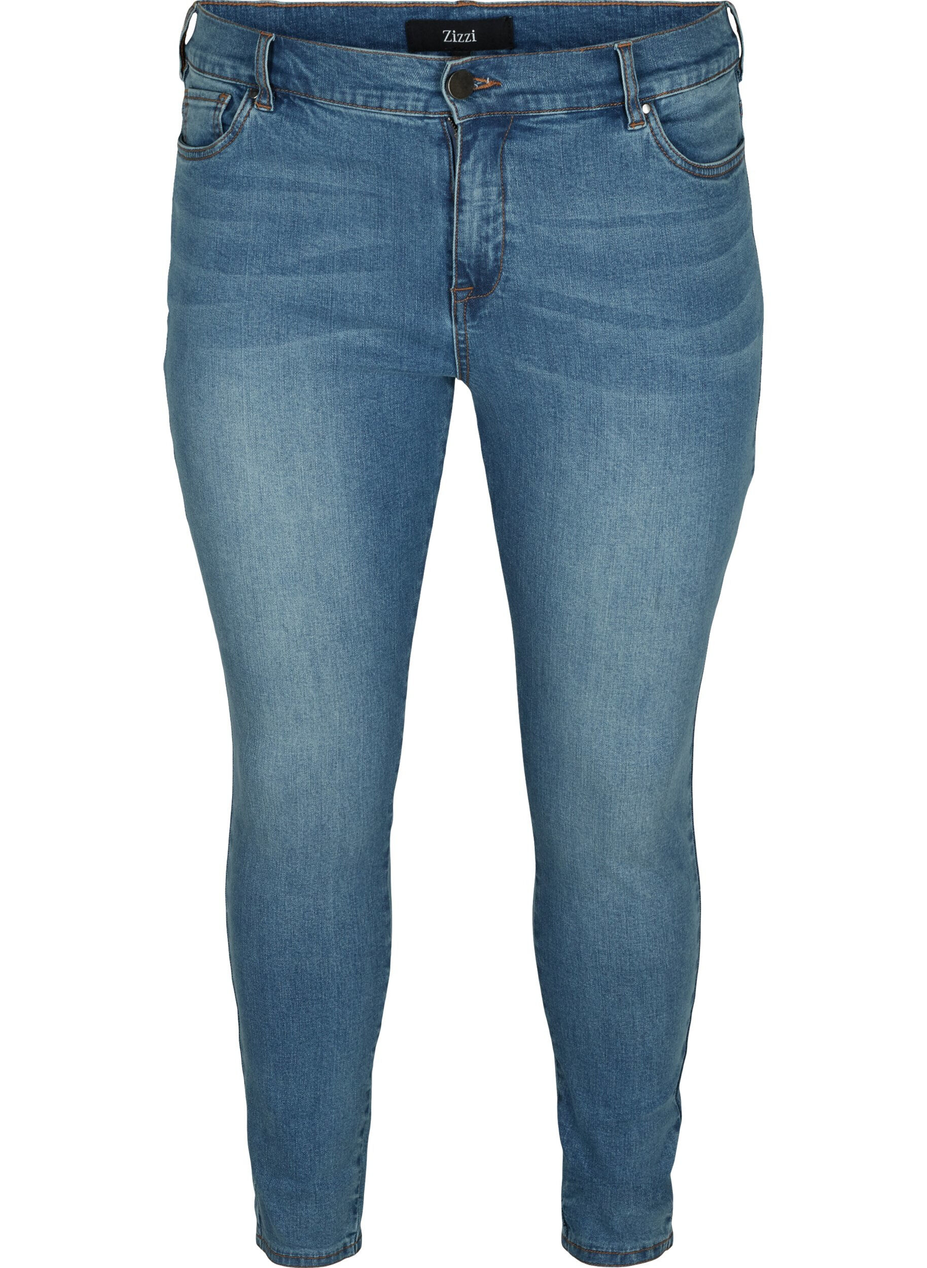 Zizzi Jean Amy court avec taille haute et n&oelig;ud, Blue denim, Packshot image number 0