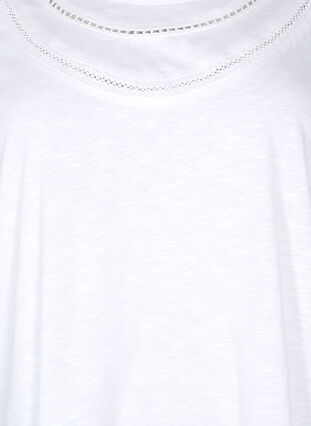T-shirt en coton avec ruban en dentelle, Bright White, Packshot image number 2