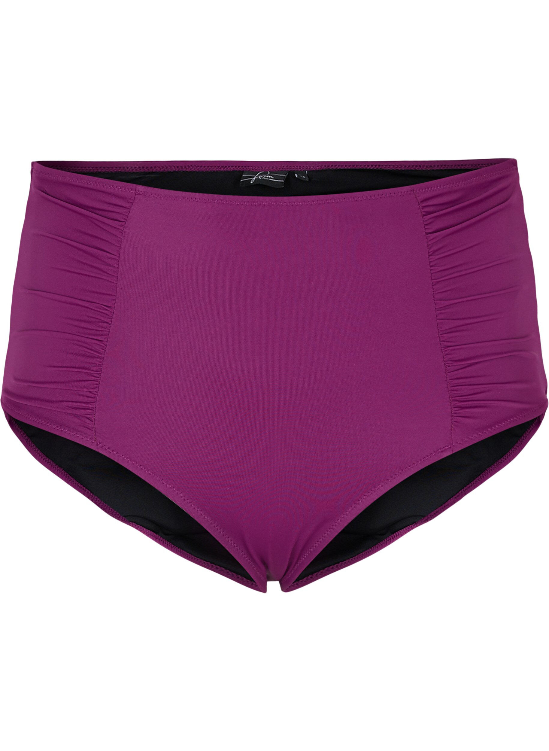 Zizzi Bas de bikini taille haute avec drapage, Dark Purple, Packshot image number 0