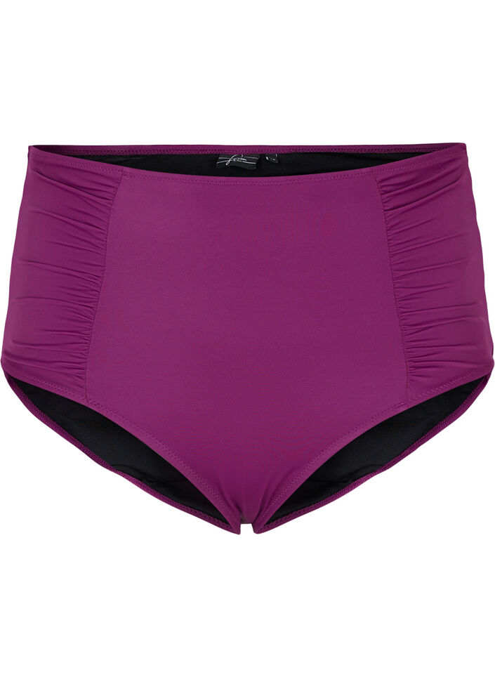 Bas de bikini taille haute avec drapage, Dark Purple, Packshot image number 0