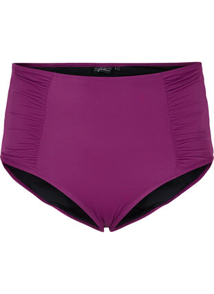 Bas de bikini taille haute avec drapage, Dark Purple, Packshot image number 0