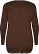 Blouse en jersey avec bordure en dentelle asym&eacute;trique, Marron, Packshot image number 1