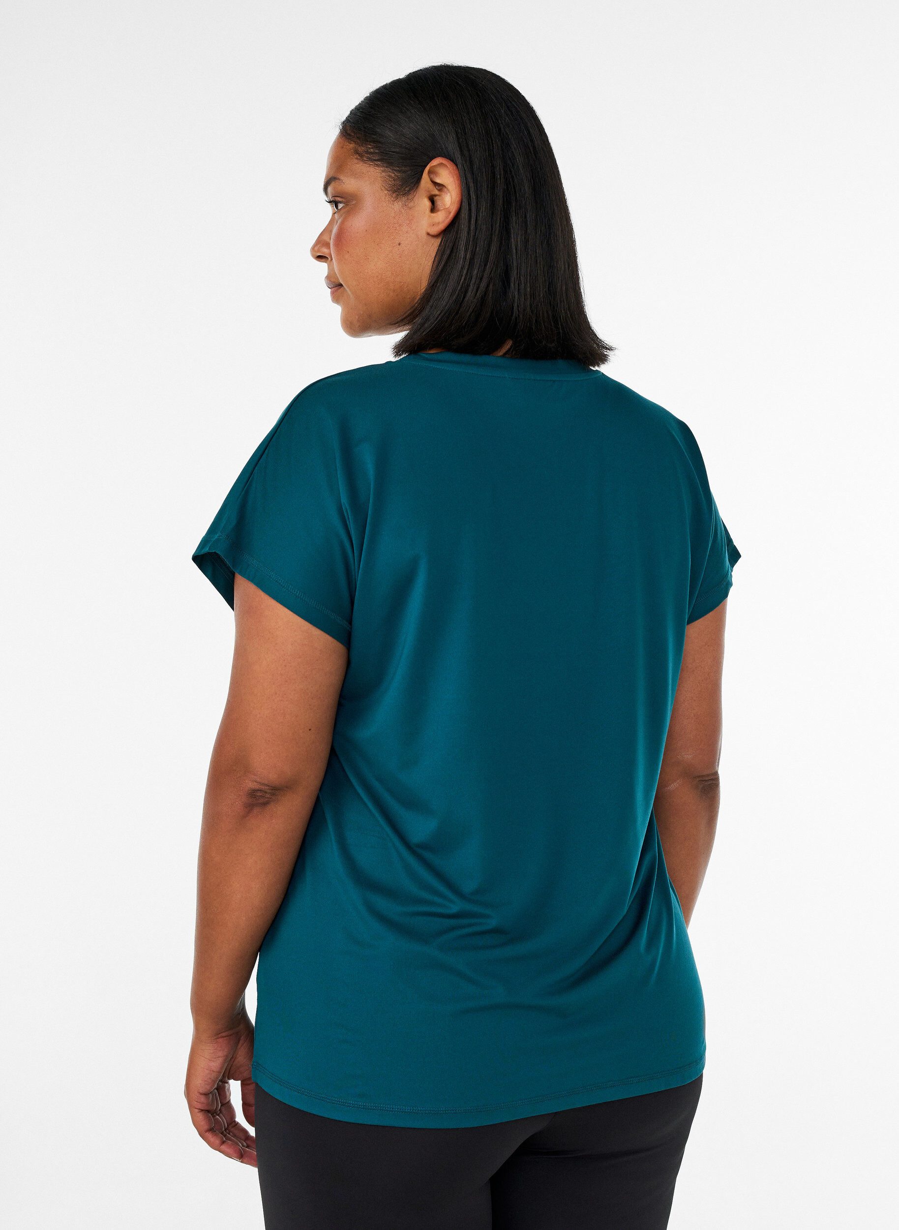 ZizziT-shirt d&rsquo;entra&icirc;nement ample avec col en V, Vert fonc&eacute;, Model image number 2