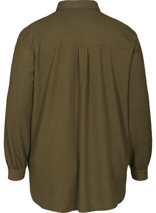 Chemise texturée, poches à la poitrine, Dark Green ASS, Packshot image number 1