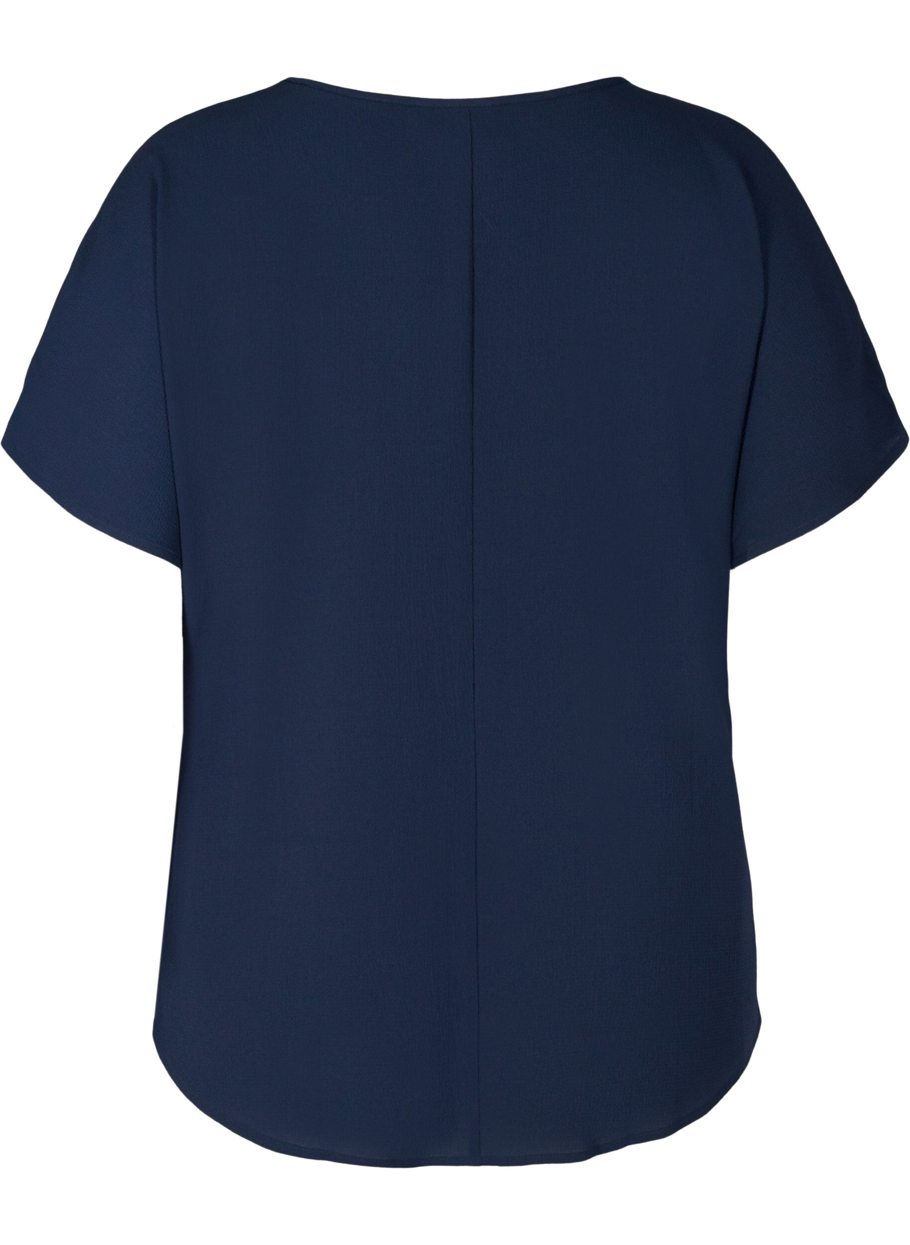 ZizziBlouse &agrave; manches courtes et encolure ronde, Bleu, Packshot image number 1