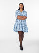 Robe courte en mousseline de coton &agrave; motif, Bleu Clair, Model image number 1