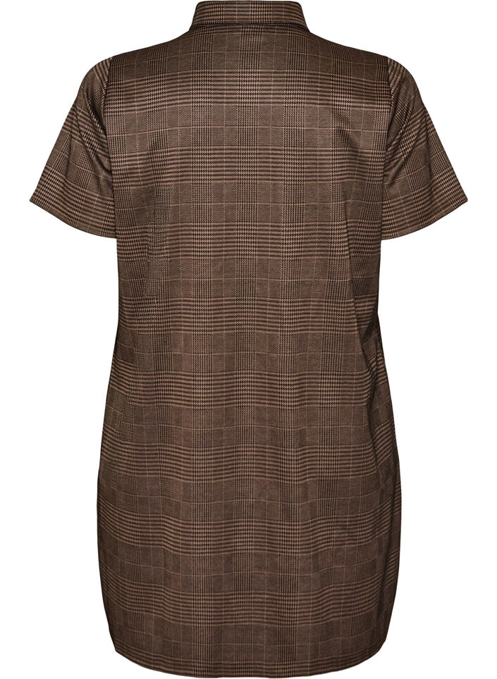 Robe courte &agrave; carreaux avec un col de chemise, Marron, Packshot image number 1