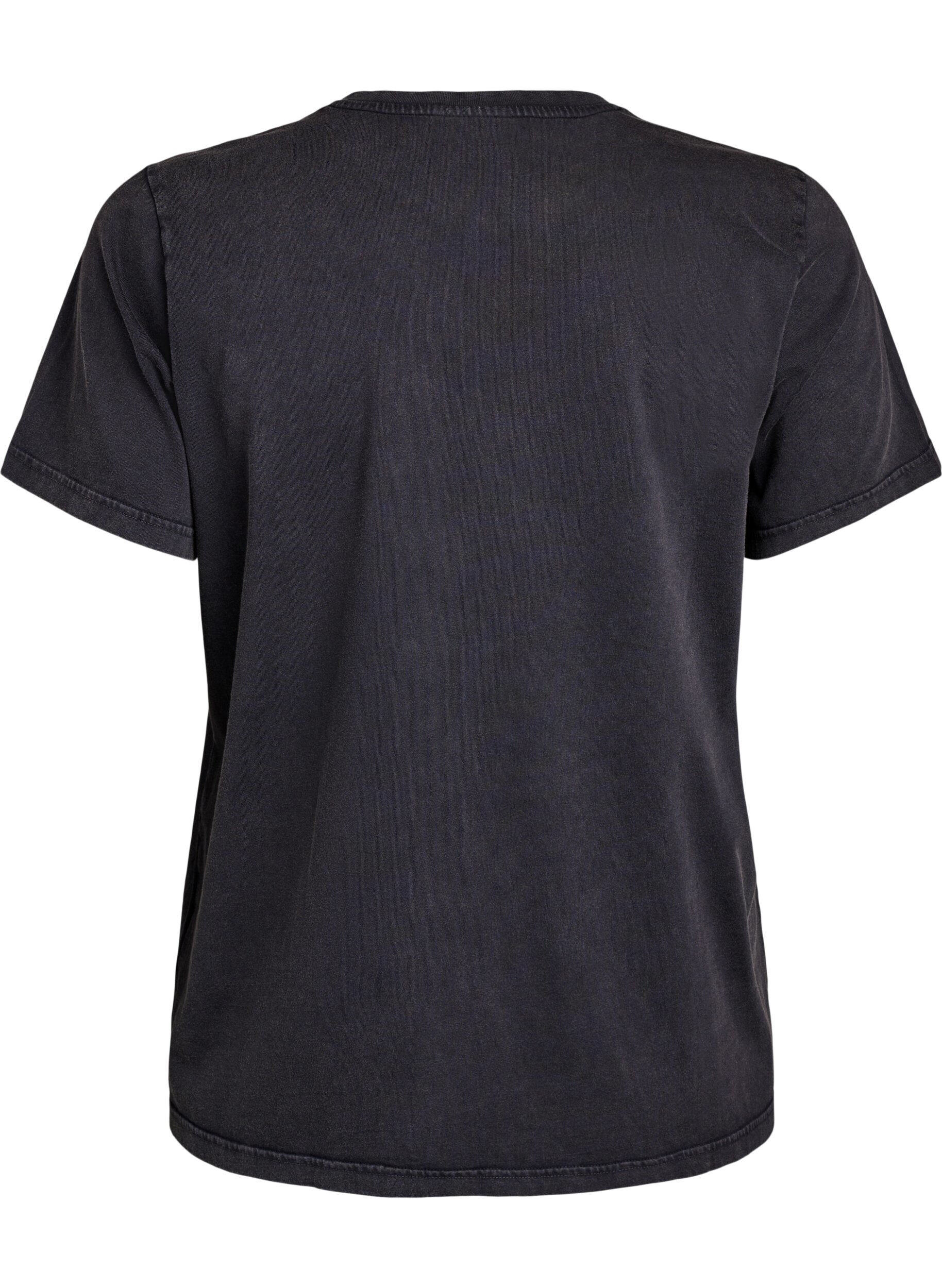 Zizzi T-shirt en coton biologique avec une impression cool, Gris anthracite, Packshot image number 1