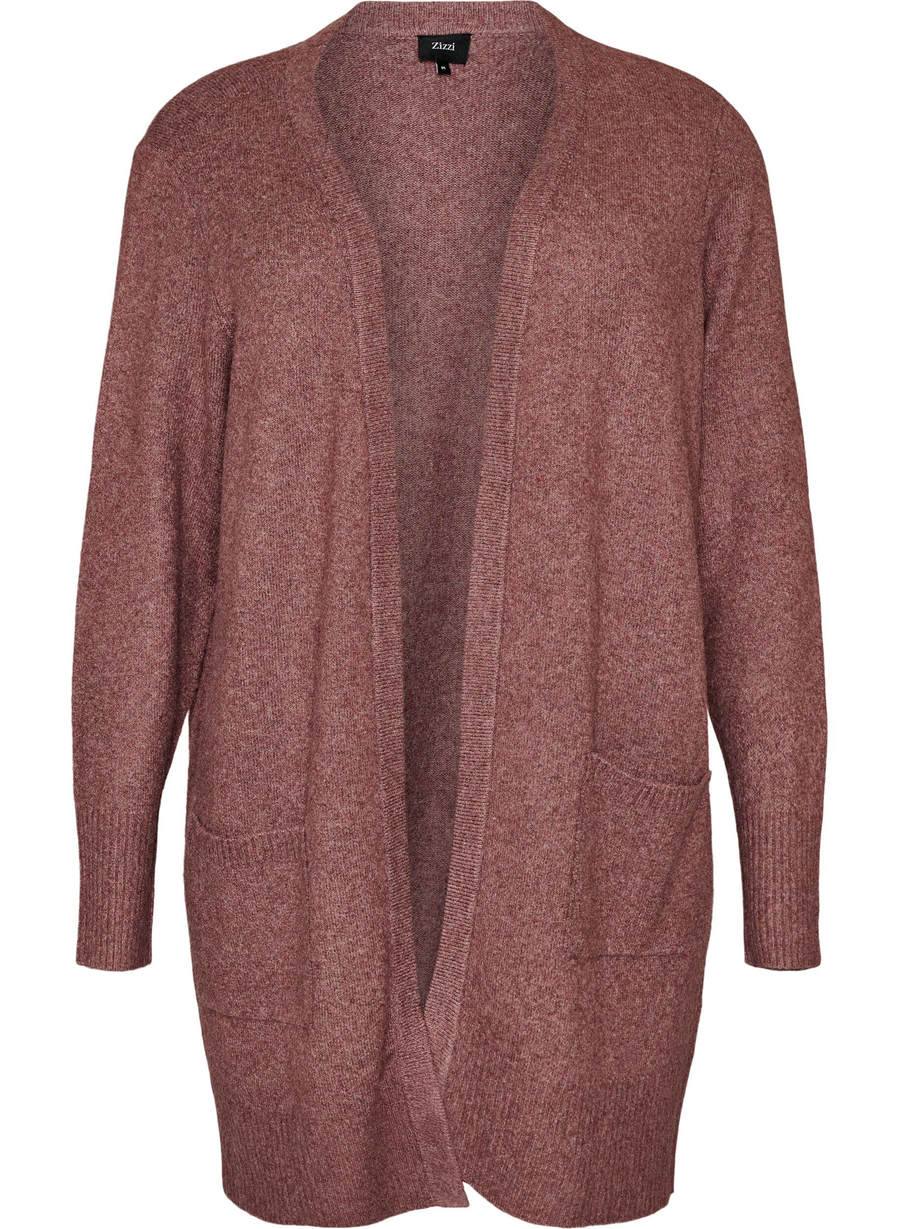 ZizziCardigan en tricot c&ocirc;tel&eacute; avec poches, Rose poudr&eacute;e, Packshot image number 0