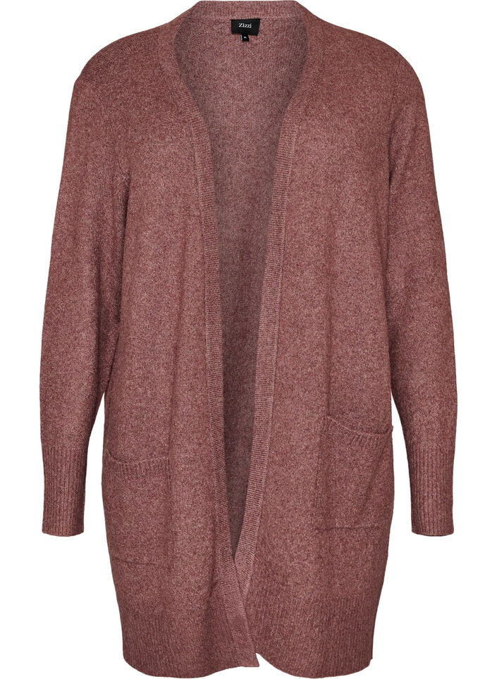 Cardigan en tricot c&ocirc;tel&eacute; avec poches, Rose poudr&eacute;e, Packshot image number 0
