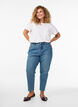 Jean Mille coupe Mom taille haute, Bleu, Model image number 0