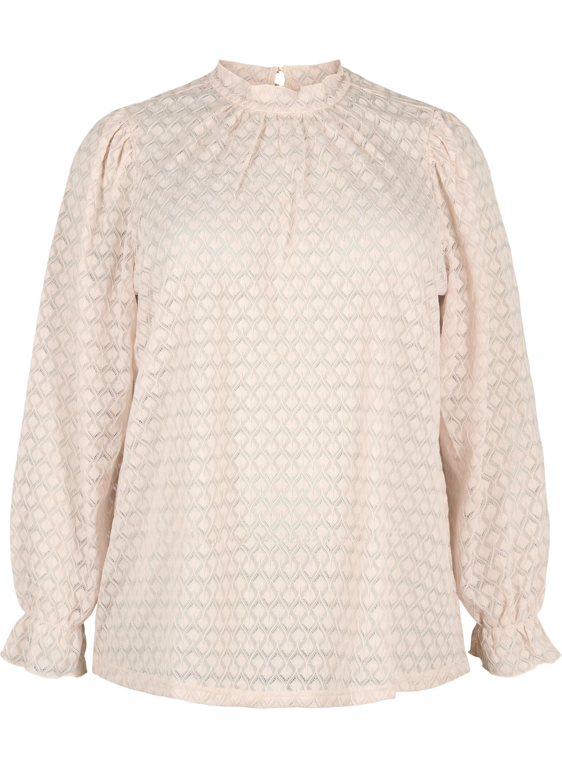 Zizzi  Blouse &agrave; manches longues avec texture &agrave; motifs, Whisper Pink, Packshot image number 0