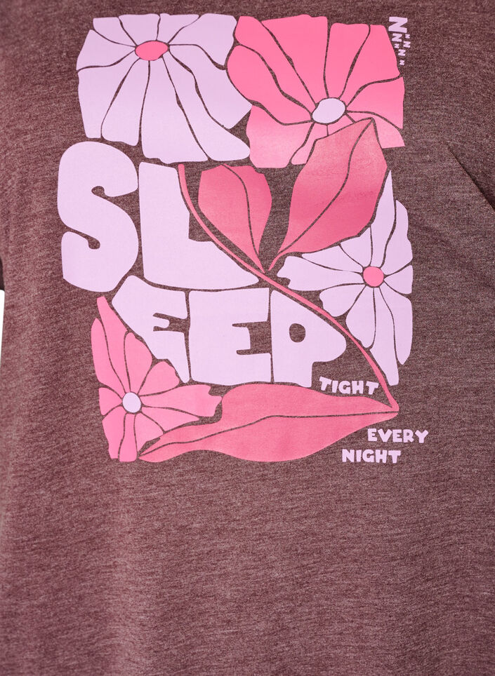 Chemise de nuit &agrave; manches courtes avec imprim&eacute; de texte, Bordeaux fonc&eacute;, Packshot image number 2