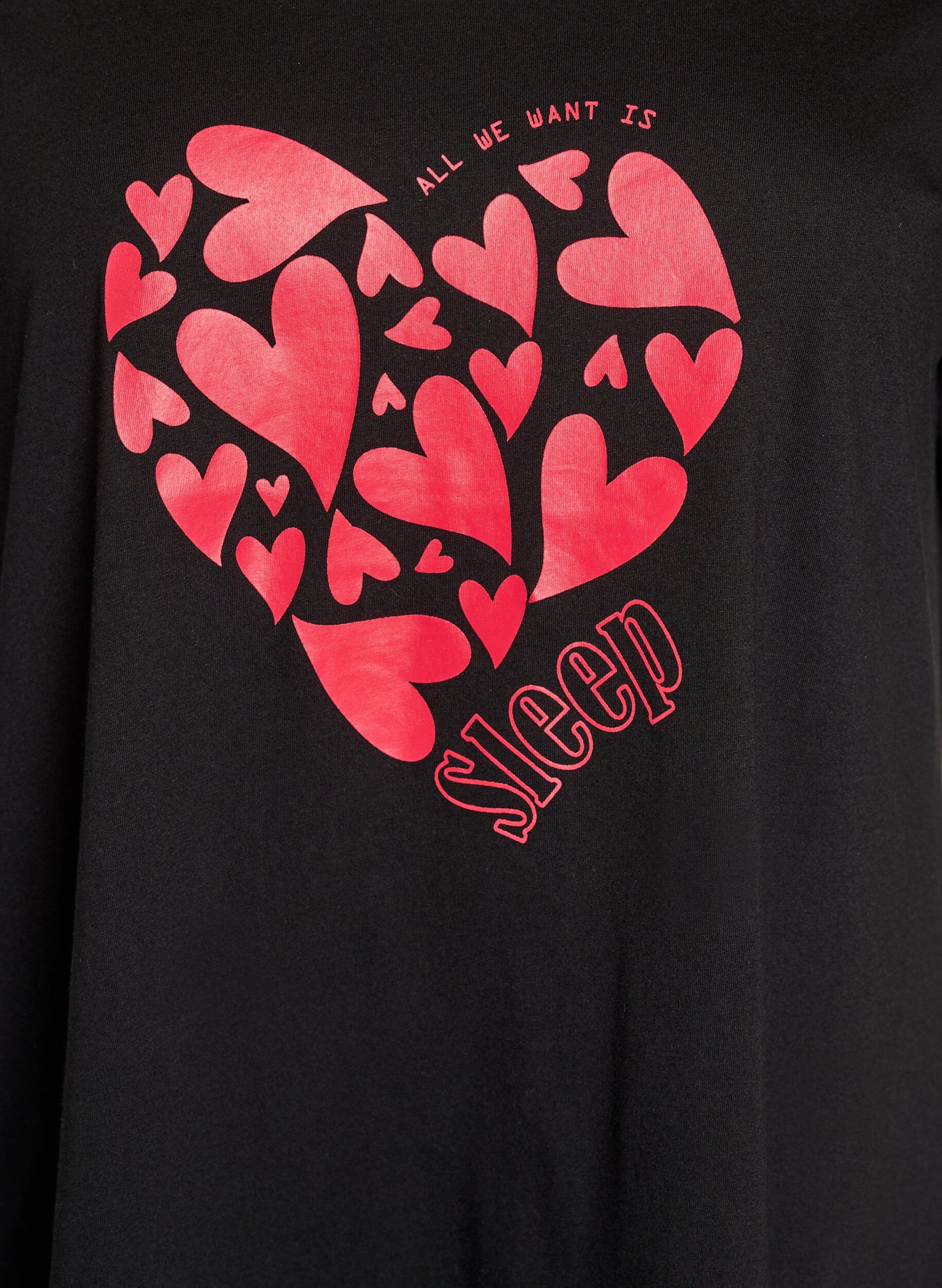 ZizziChemise de nuit &agrave; manches courtes en coton biologique, Noir, Packshot image number 2