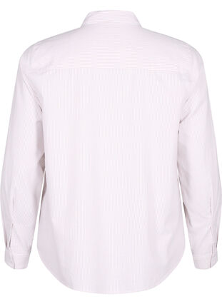 Chemise à manches longues en coton, White Taupe Stripe, Packshot image number 1
