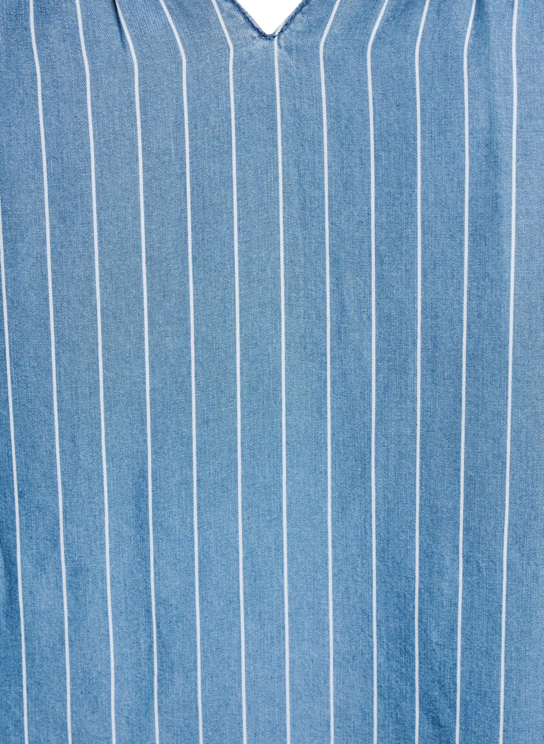 Zizzi Chemisier en denim &agrave; rayures et manches longues, Bleu, Packshot image number 2