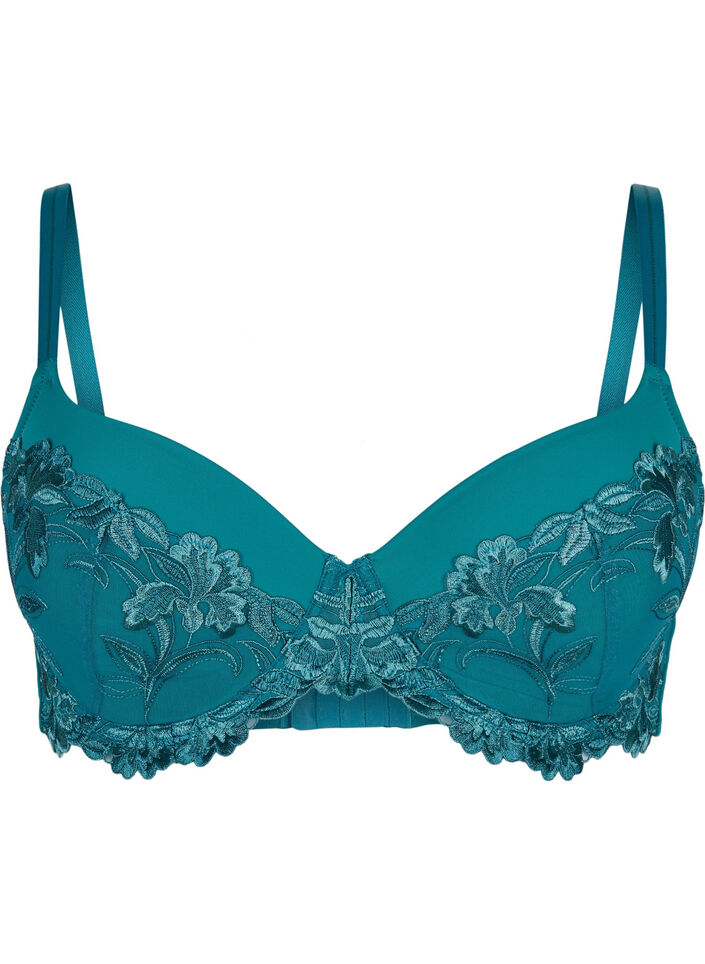 Soutien-gorge en dentelle avec armature et rembourrage, Green-Blue Slate, Packshot image number 0