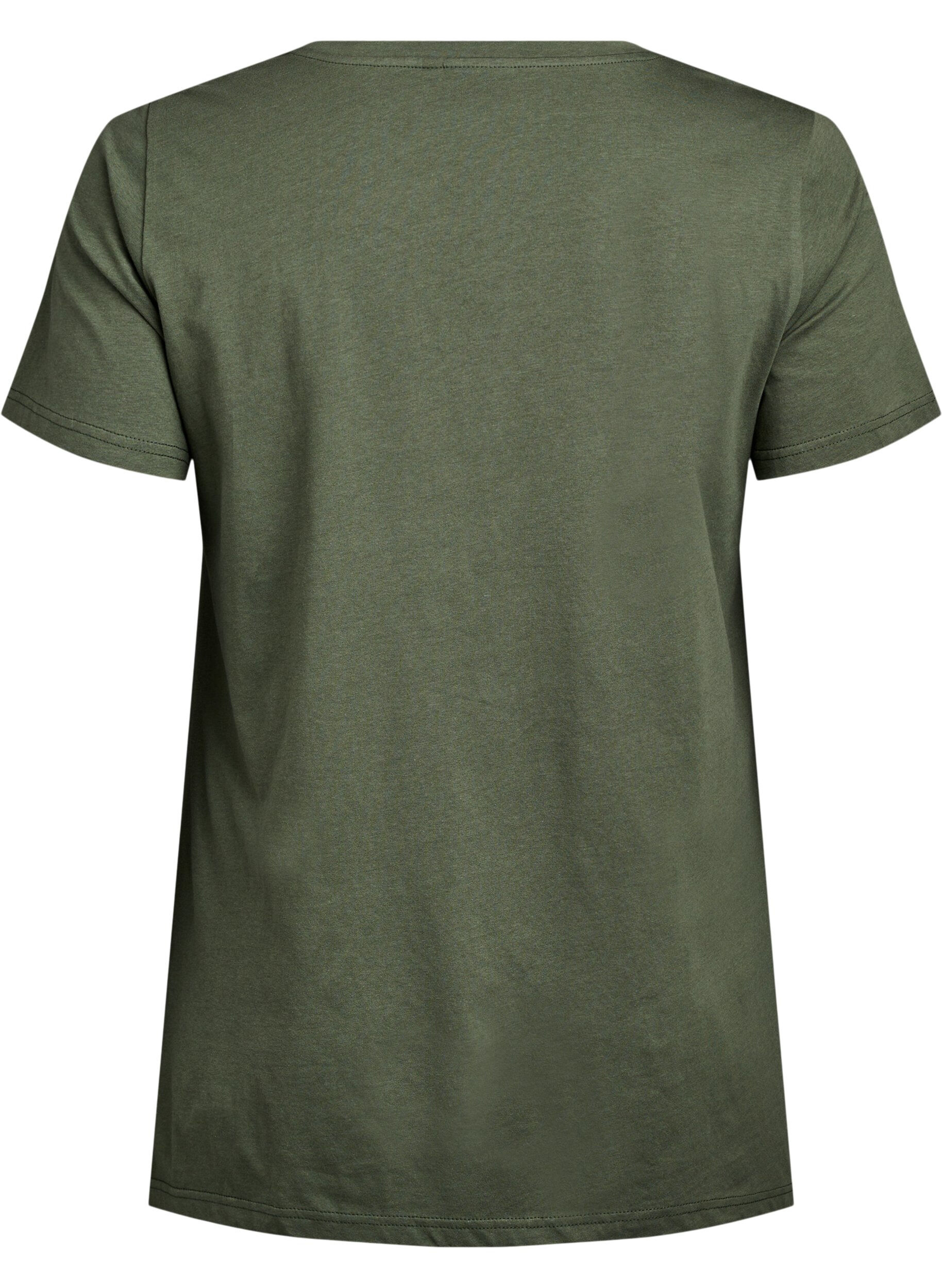 Zizzi T-shirt &agrave; col rond et coupe &eacute;vas&eacute;e, Vert, Packshot image number 1