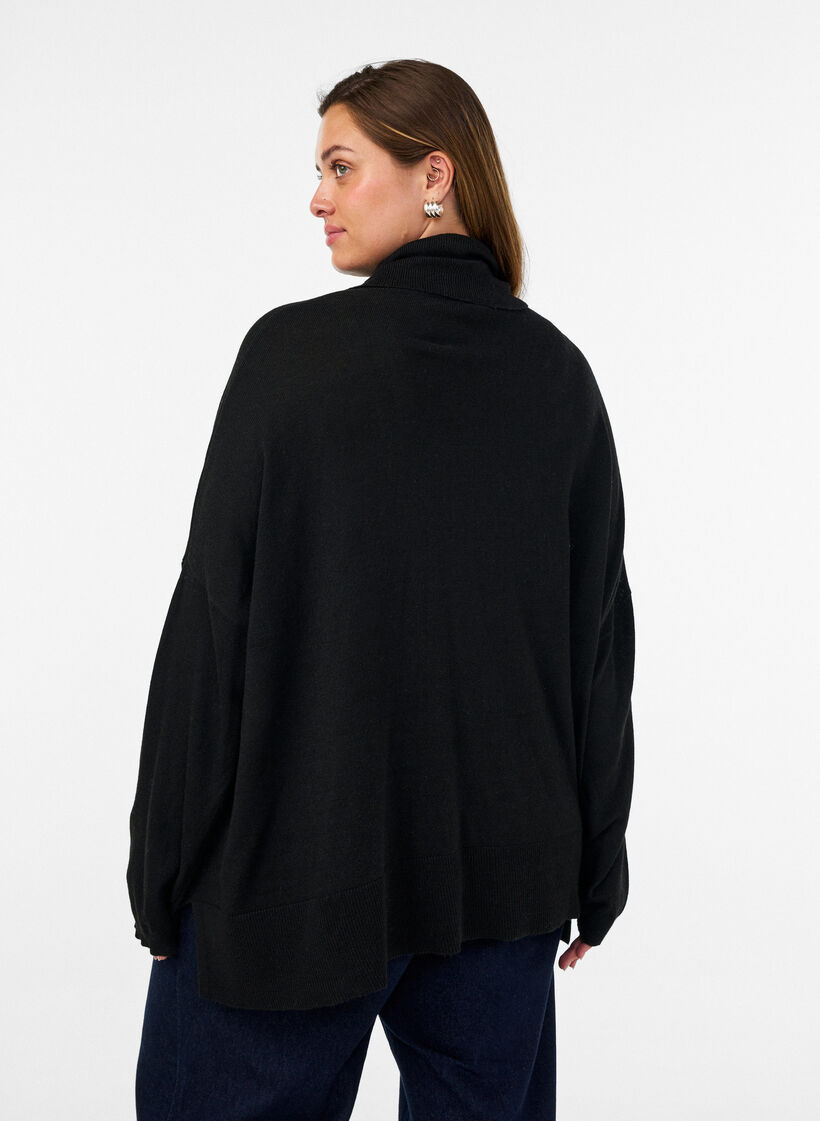 Pull &agrave; col roul&eacute; &agrave; coupe ample, Noir, Model image number 2