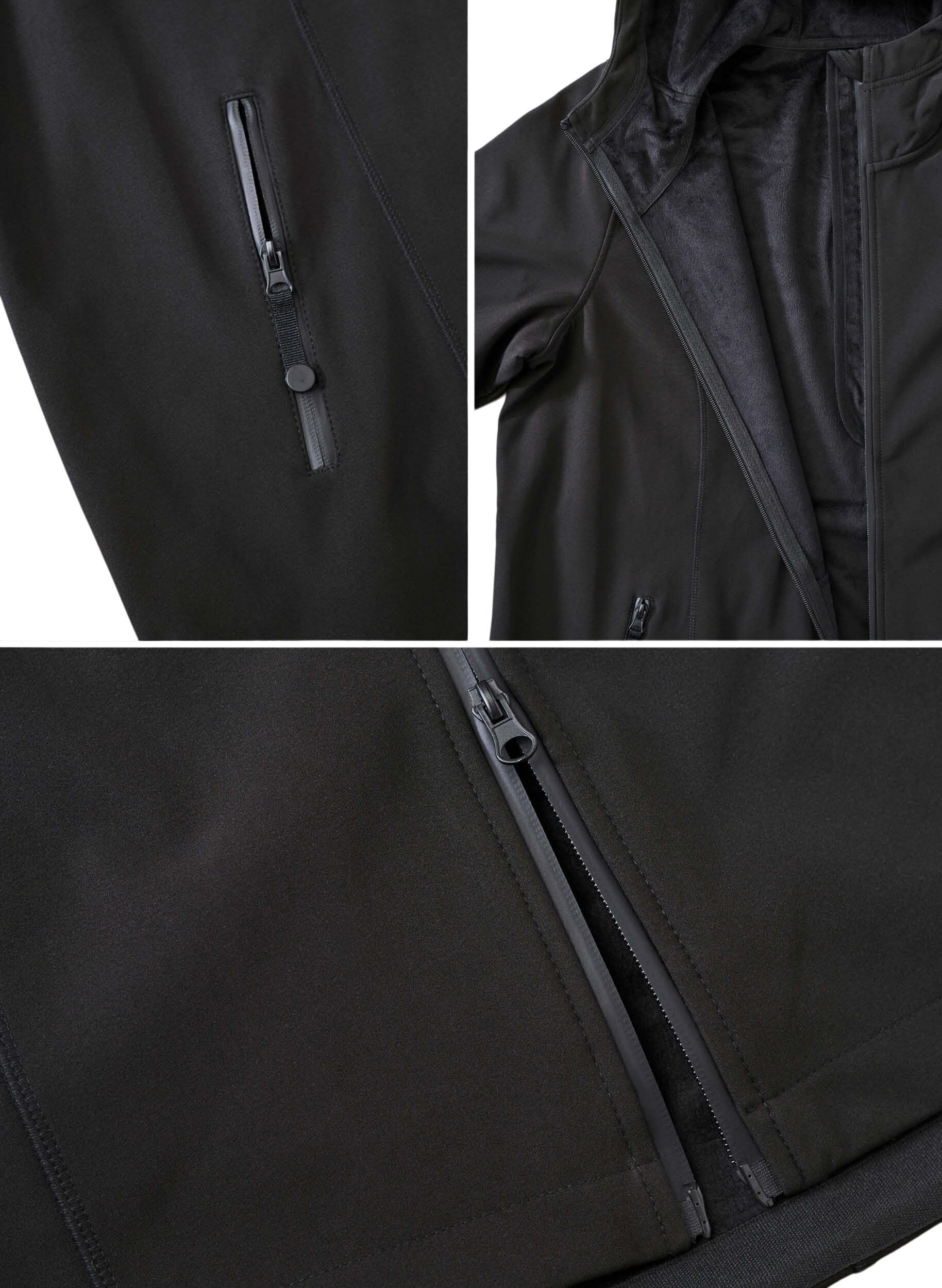 Zizzi Veste courte softshell avec capuche amovible, Noir, Packshot image number 4